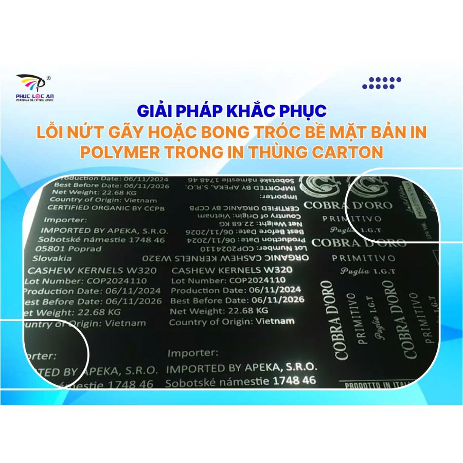 Giải pháp khắc phục lỗi nứt gãy hoặc bong tróc bề mặt bản in polymer trong in thùng carton